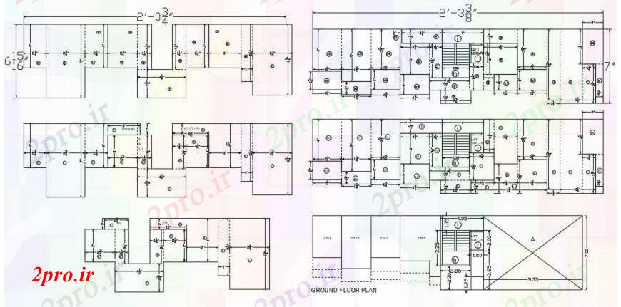 دانلود نقشه مسکونی  ، ویلایی ، آپارتمان  طراحی  دو بعدی  آپارتمان   زمین  طبقه (کد97252)