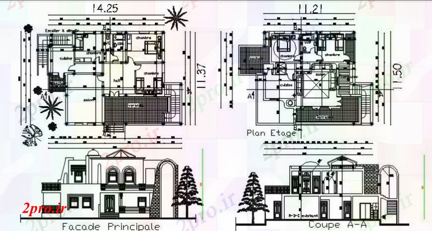 دانلود نقشه مسکونی  ، ویلایی ، آپارتمان  نما بخش و زندگی طراحی آپارتمان   دو بعدی   (کد97258)