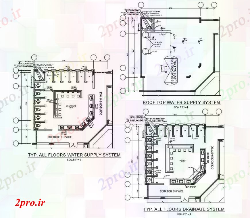 دانلود نقشه جزئیات ساخت و ساز سقف به منظور ذخیره آب بالا  سیستم اتوکد (کد97264)