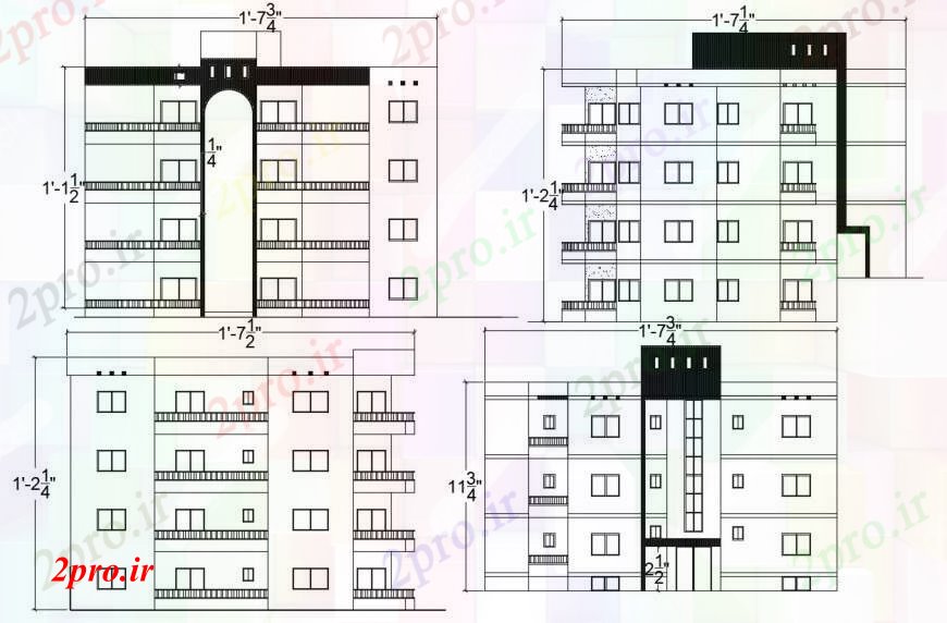 دانلود نقشه مسکونی  ، ویلایی ، آپارتمان  خانه سالن بیرونی نما  اتوکد (کد97271)