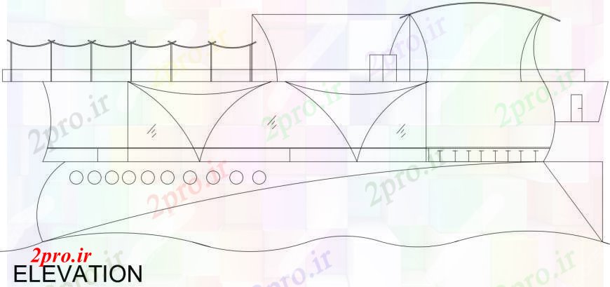 دانلود نقشه هتل - رستوران - اقامتگاه رستوران قایق نما مقطعی 18 در 38 متر (کد97287)