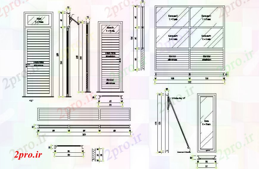 دانلود نقشه جزئیات طراحی در و پنجره  درب پنجره های قدرت  جزئیات نقشه ها (کد97290)