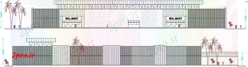 دانلود نقشه هایپر مارکت - مرکز خرید - فروشگاه فروشگاه کارخانه نما خروجی 103 در 120 متر (کد97302)