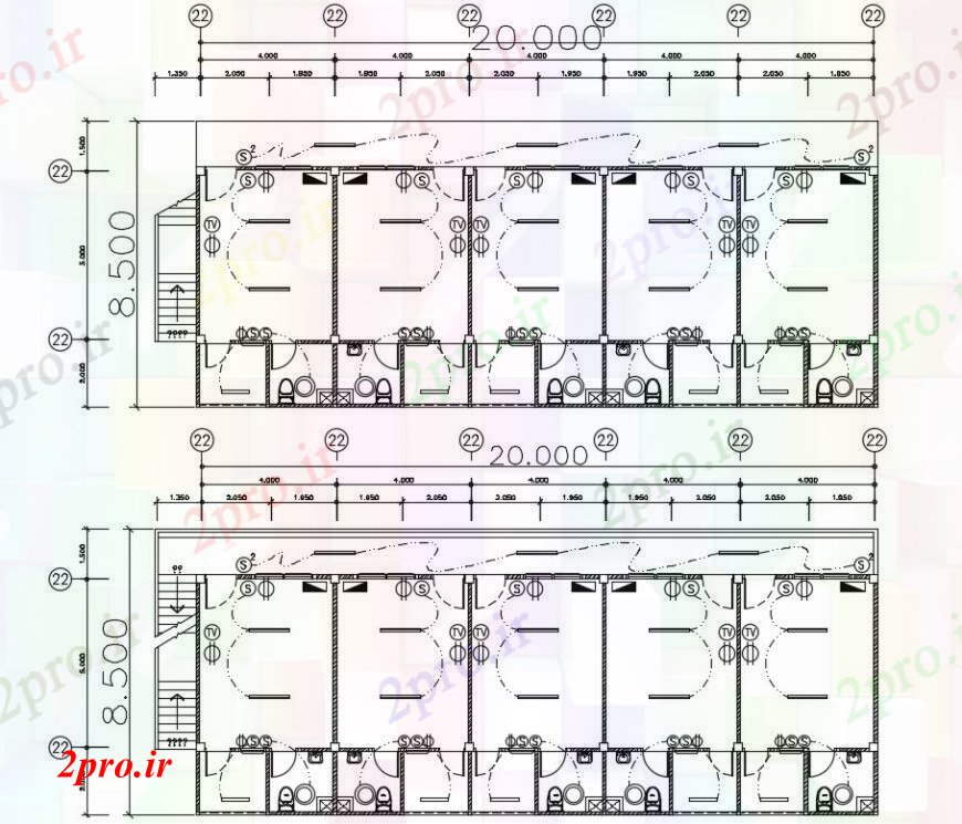 دانلود نقشه مسکونی  ، ویلایی ، آپارتمان  طراحی  دو بعدی  آپارتمان   بخش مسطح  (کد97319)