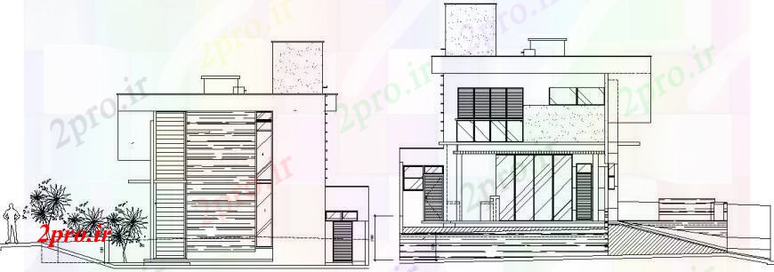 دانلود نقشه مسکونی ، ویلایی ، آپارتمان مسکن آپارتمان نما نقشه های معماری 8 در 29 متر (کد97325)