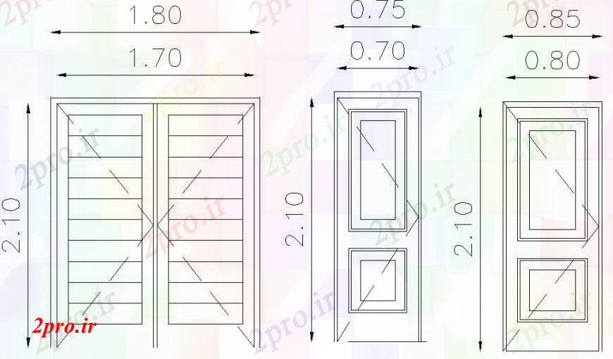 دانلود نقشه جزئیات طراحی در و پنجره   طراحی نما جزئیات از پنجره درب بلوک  (کد97332)