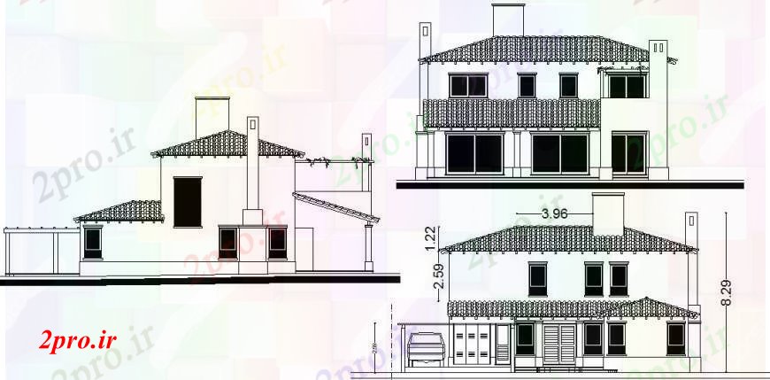 دانلود نقشه مسکونی  ، ویلایی ، آپارتمان   طراحی نما  از خانههای ویلایی جزئیات (کد97340)