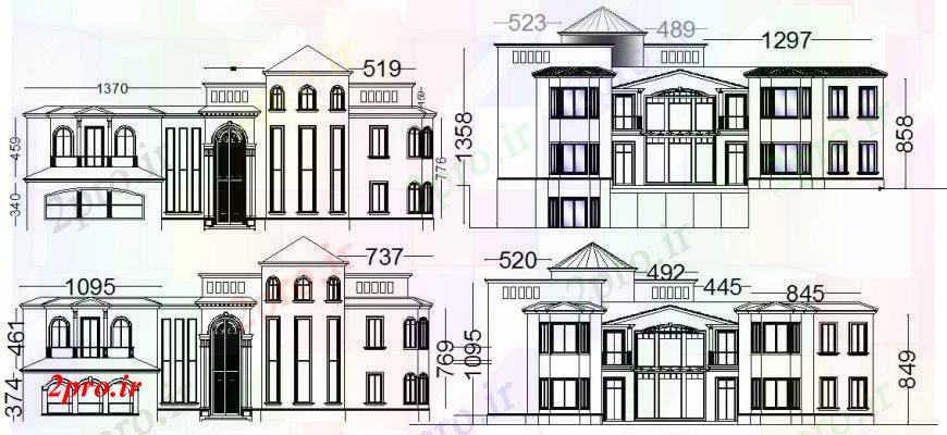 دانلود نقشه مسکونی  ، ویلایی ، آپارتمان    طراحی نما مسکن ویلا   (کد97348)