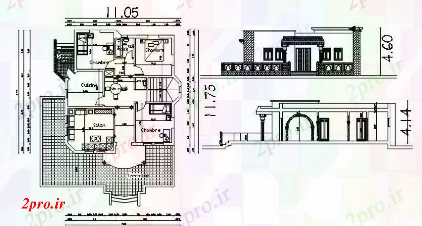 دانلود نقشه مسکونی  ، ویلایی ، آپارتمان  طراحی طرحی بخش و نما  دو بعدی  آپارتمان    (کد97409)