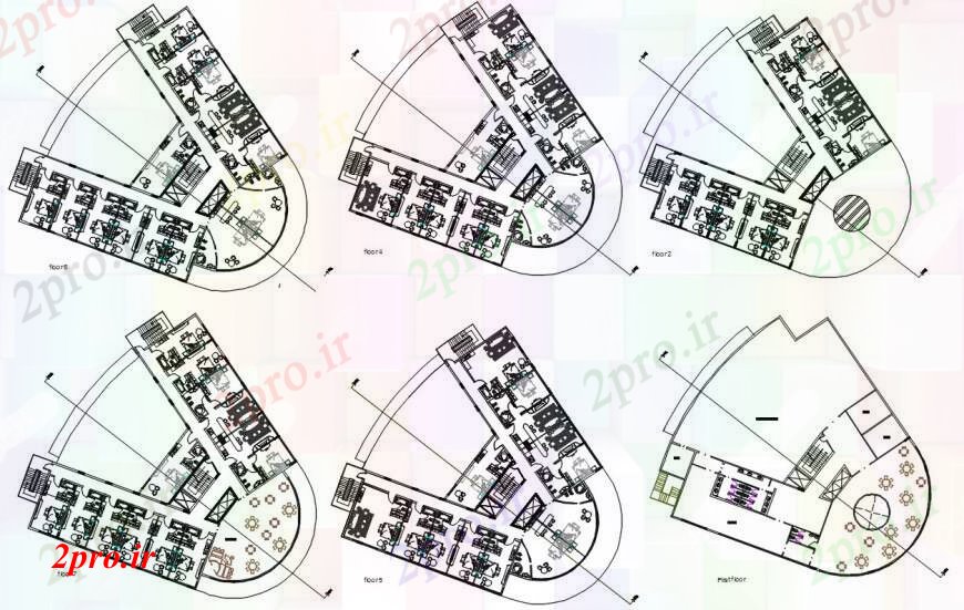 دانلود نقشه هتل - رستوران - اقامتگاه ستاره طبقه هتل جزئیات 31 در 34 متر (کد97442)