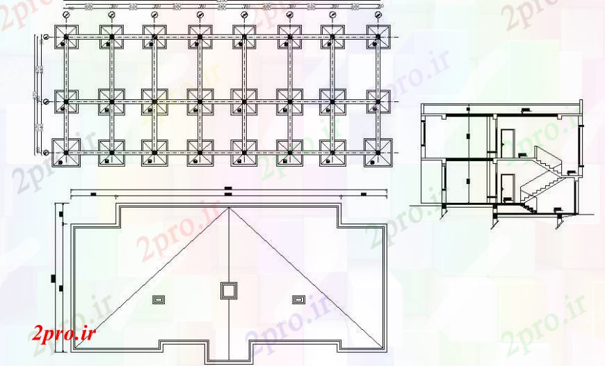دانلود نقشه طراحی اتوکد پایه جزئیات بخش و طرحی پایه و اساس ساخت و ساز دو بعدی 100 در 100 متر (کد97448)