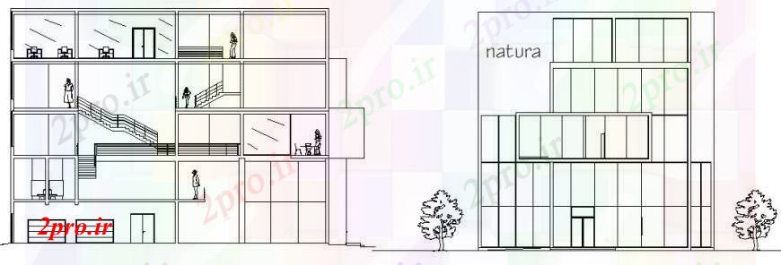 دانلود نقشه مسکونی ، ویلایی ، آپارتمان نما و بخش از آپارتمان به 20 در 27 متر (کد97456)