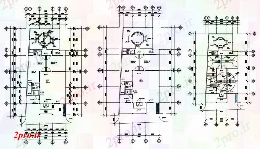 دانلود نقشه ساختمان اداری - تجاری - صنعتی دفتر حقوقی سه طبقه طرحی توزیع طراحی جزئیات 6 در 16 متر (کد97474)