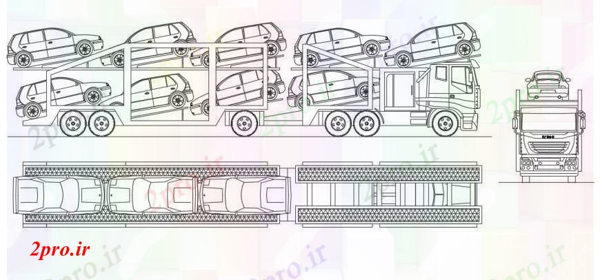 دانلود نقشه بلوک های حمل و نقل حمل و نقل ماشین نما کامیون  (کد97515)