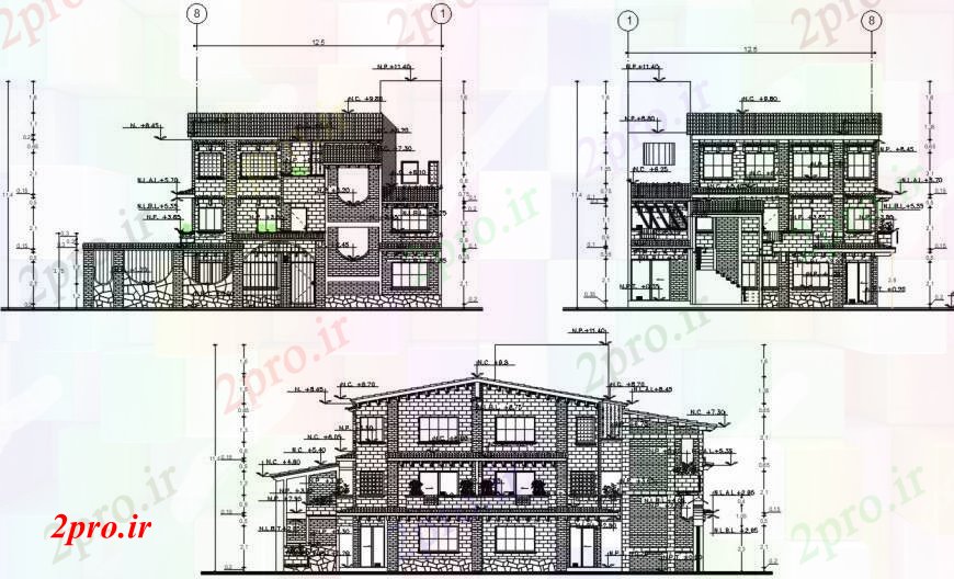 دانلود نقشه مسکونی ، ویلایی ، آپارتمان معماری نما طراحی 12 در 21 متر (کد97541)