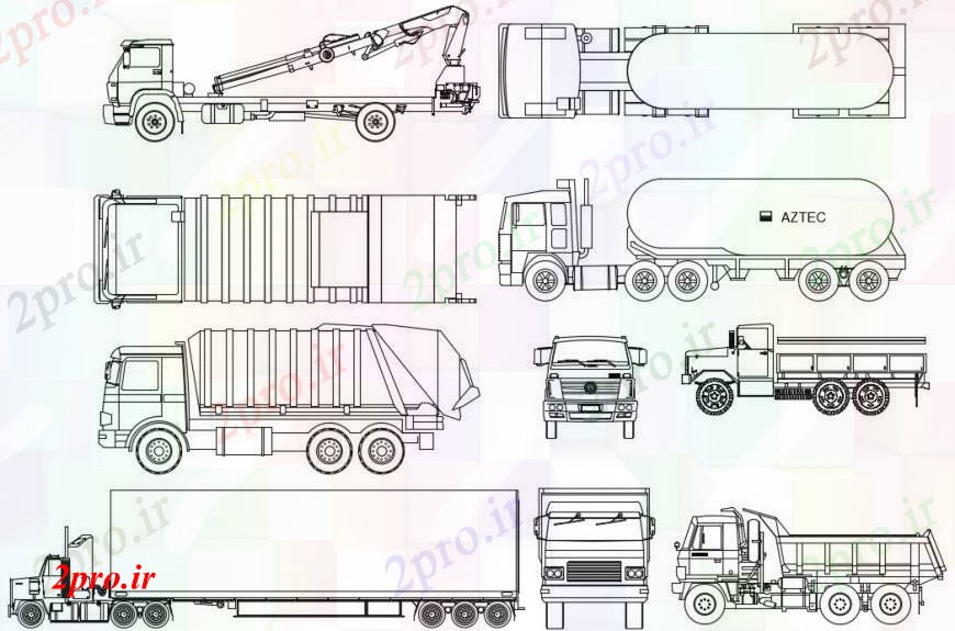 دانلود نقشه بلوک های حمل و نقل ساخت و ساز متعدد و بلوک های کامیون حمل و نقل مایع جزئیات (کد97548)