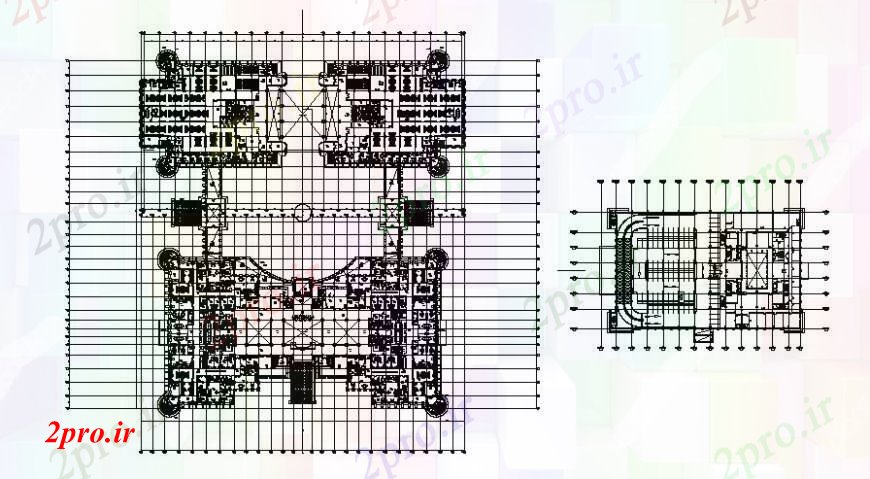 دانلود نقشه ساختمان اداری - تجاری - صنعتی طراحی تجارت ساخت  دو بعدی  جزئیات  (کد97567)