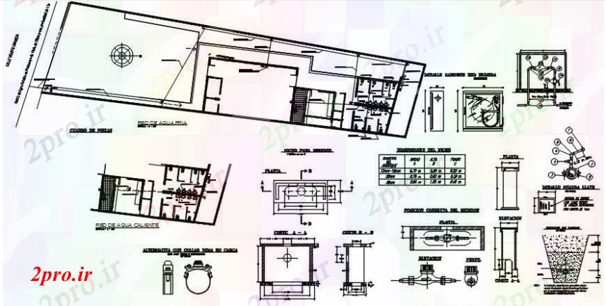 دانلود نقشه جزئیات ساخت و ساز سیستم ذخیره سازی آب آشامیدنی (کد97568)