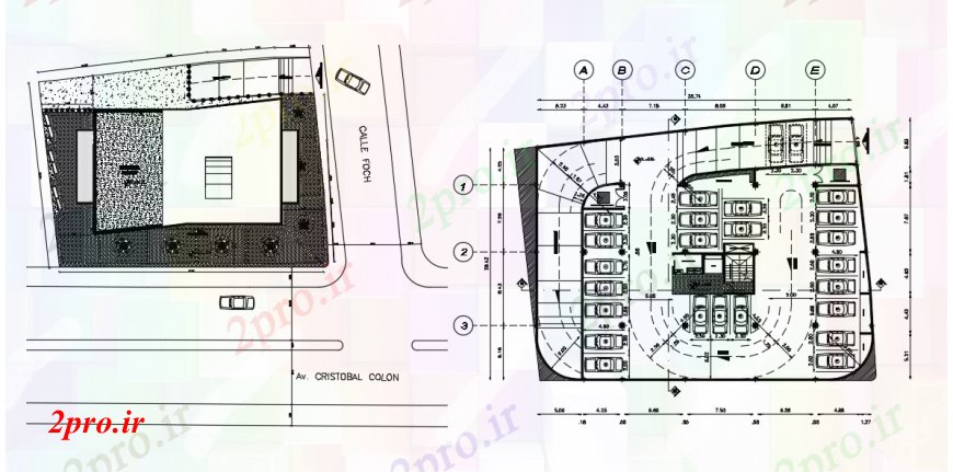 دانلود نقشه ساختمان اداری - تجاری - صنعتی طراحی طرحی در فضای پارکینگ دو بعدی     (کد97572)