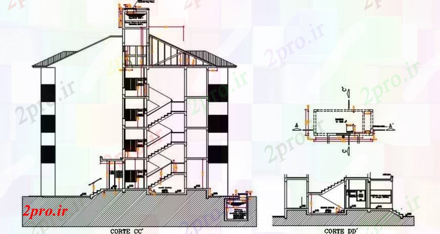 دانلود نقشه مسکونی ، ویلایی ، آپارتمان بخش آپارتمان 16 در 16 متر (کد97595)