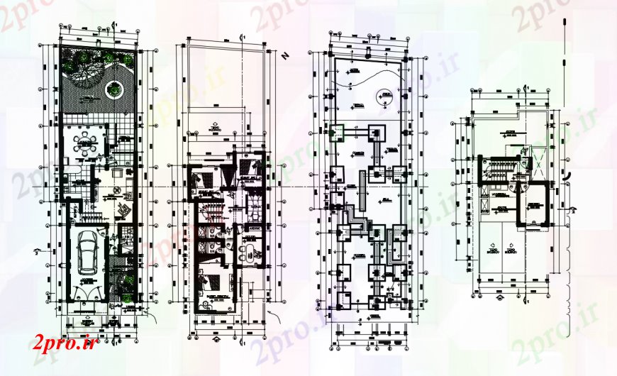 دانلود نقشه مسکونی ، ویلایی ، آپارتمان طراحی جزئیات مسکن زندگی آپارتمان طبقه دو بعدی 6 در 15 متر (کد97602)