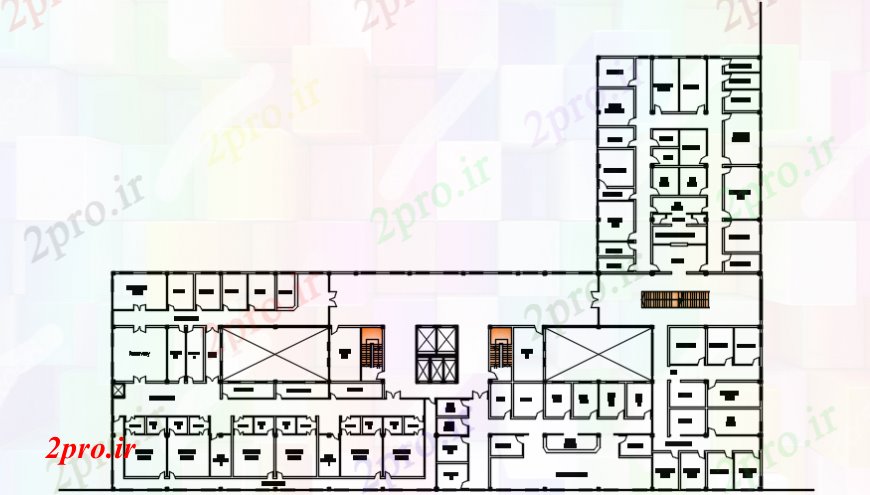 دانلود نقشه بیمارستان - درمانگاه - کلینیک بالا اتاق های بیمارستان جزئیات ساخت و ساز 66 در 115 متر (کد97617)