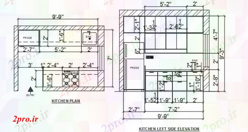 دانلود نقشه آشپزخانه kitchech رسم   (کد97619)
