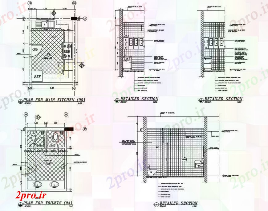 دانلود نقشه طراحی مبلمان آشپزخانه طرحی آشپزخانه اصلی اتوکد 12 در 18 متر (کد97649)