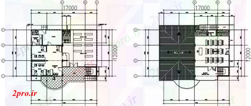 دانلود نقشه ساختمان اداری - تجاری - صنعتی طبقه دفتر جزئیات 12 در 19 متر (کد97651)