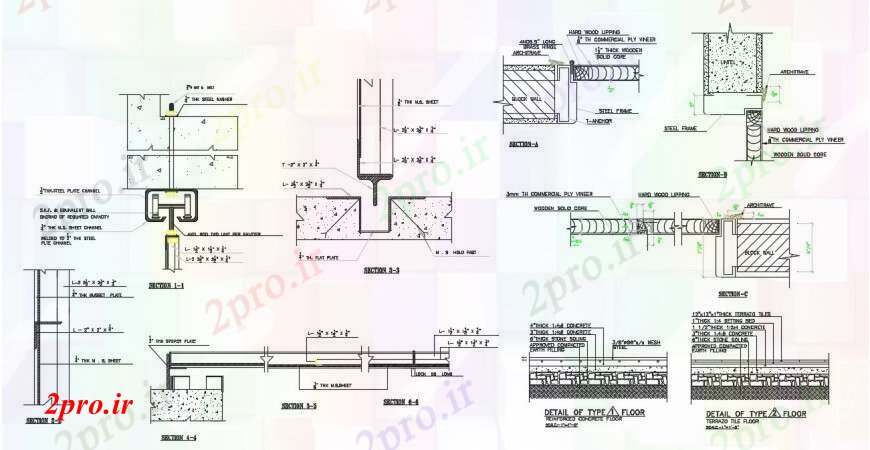 دانلود نقشه جزئیات طراحی در و پنجره   جزئیات طراحی مقطعی از قسمت پنجره بلوک  (کد97684)