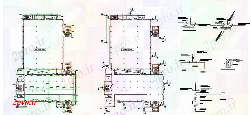 دانلود نقشه کارخانه صنعتی ، کارگاه طرحی نقشه های دو بعدی ساختمان واحد صنعتی 65 در 104 متر (کد97686)