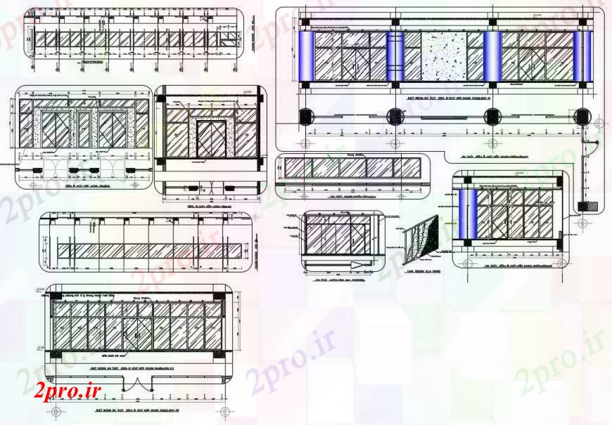 دانلود نقشه جزئیات طراحی در و پنجره  طراحی  دو بعدی  از درب و پنجره نما (کد97696)