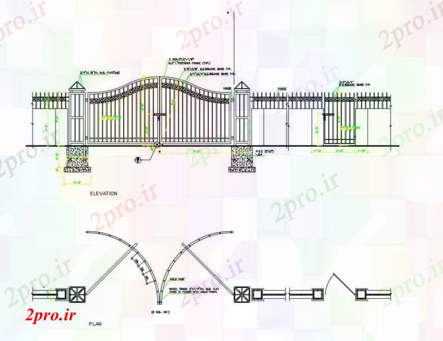 دانلود نقشه جزئیات طراحی در و پنجره  طراحی نما و طرحی بلوک های دروازه ورودی  (کد97698)