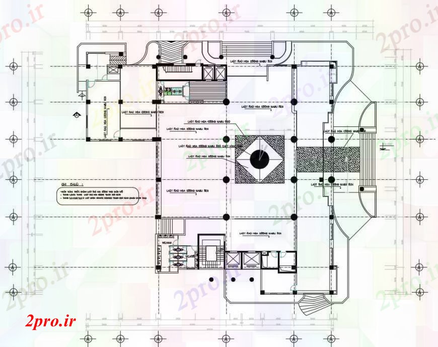 دانلود نقشه مسکونی ، ویلایی ، آپارتمان طراحی دو بعدی به سالن های تجاری اتوکد 38 در 45 متر (کد97702)