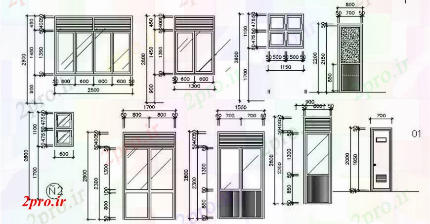دانلود نقشه جزئیات طراحی در و پنجره  درب و پنجره بلوک جزئیات   (کد97727)