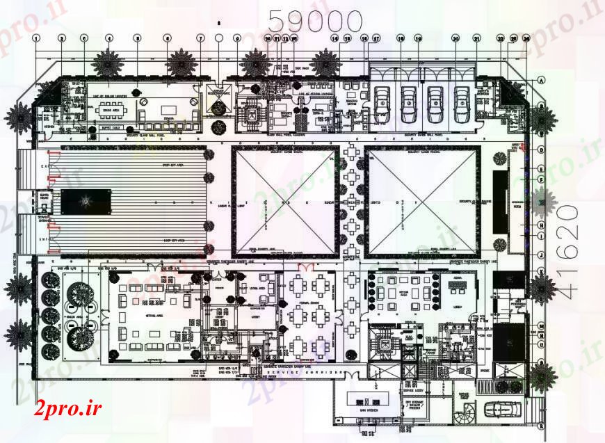 دانلود نقشه مسکونی ، ویلایی ، آپارتمان توزیع ویلای لوکس با مبلمان طرحی 41 در 60 متر (کد97741)