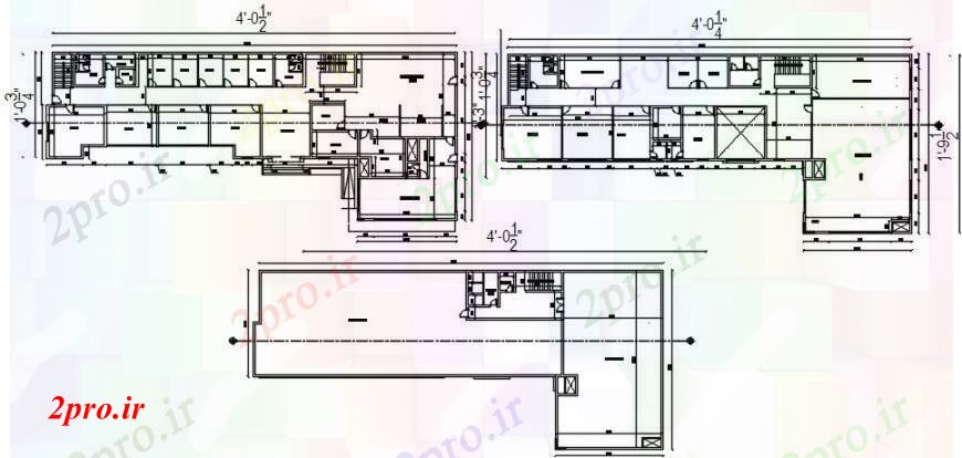 دانلود نقشه ساختمان اداری - تجاری - صنعتی ساختمان اداری شرکت های بزرگ جزئیات کف 21 در 48 متر (کد97751)