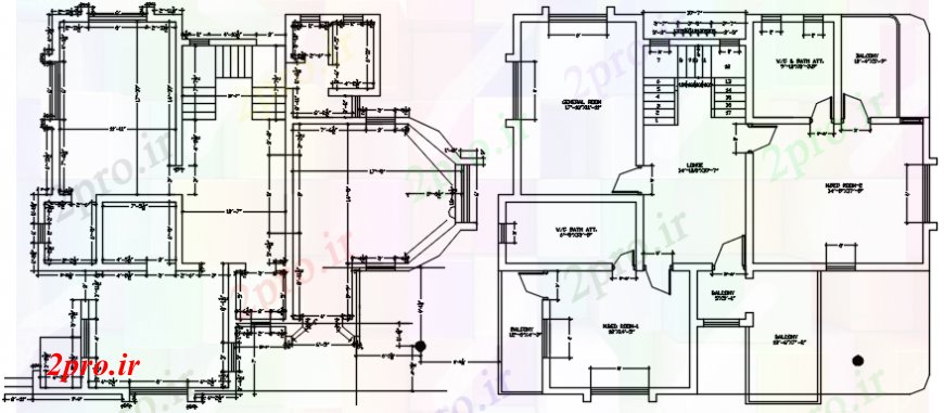 دانلود نقشه مسکونی ، ویلایی ، آپارتمان ویلایی طرحی توزیع و ساختار طرحی فریم جزئیات 45 در 49 متر (کد97785)