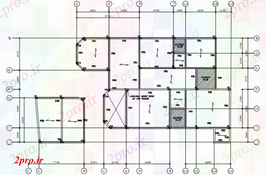 دانلود نقشه طراحی جزئیات ساختار فریم های کف جزئیات ساختار طراحی برنامه ای برای ویلا ساخت (کد97825)