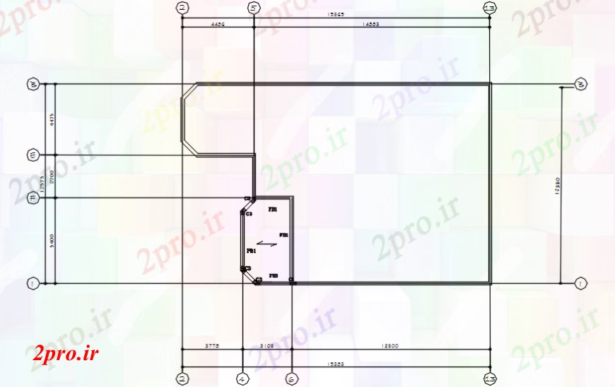 دانلود نقشه طراحی جزئیات ساختار جزئیات ساختار طرحی فریم کف ساده برای طبقه ویلا 14 در 19 متر (کد97826)