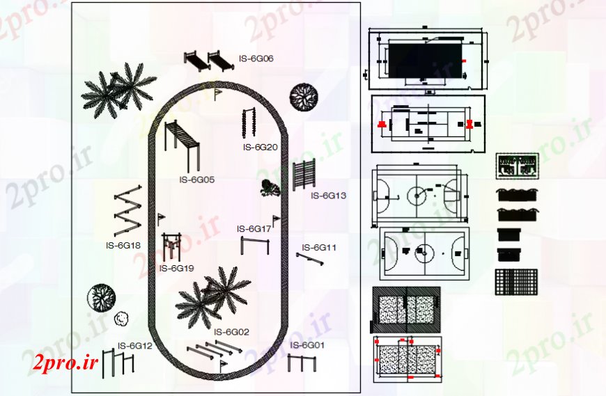 دانلود نقشه اتوماسیون باغ  بازی زمین ساختار و تجهیزات محوطه سازی جزئیات (کد97855)