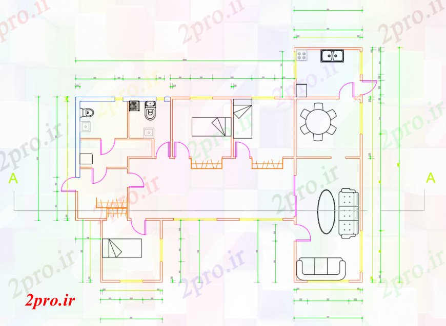 دانلود نقشه مسکونی  ، ویلایی ، آپارتمان  طراحی  دو بعدی  خانه PG   (کد97878)