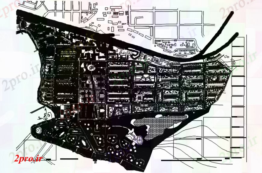 دانلود نقشه برنامه ریزی شهری بازسازی شهری و محوطه سازی شهر آتکارسک تاریخی روسیه  (کد97879)