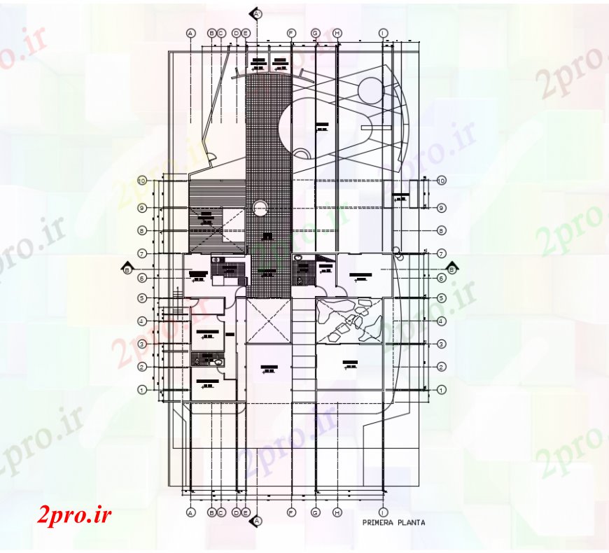 دانلود نقشه ساختمان دولتی ، سازمانی طراحی پرایمر 22 در 37 متر (کد97914)