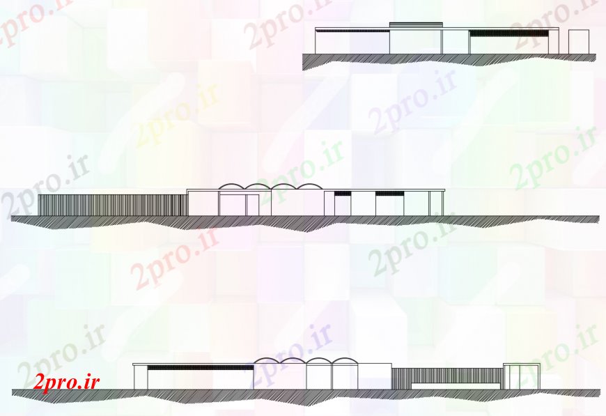 دانلود نقشه ساختمان دولتی ، سازمانی طراحی دو بعدی از بخش اتوکد پرایمر 22 در 37 متر (کد97921)