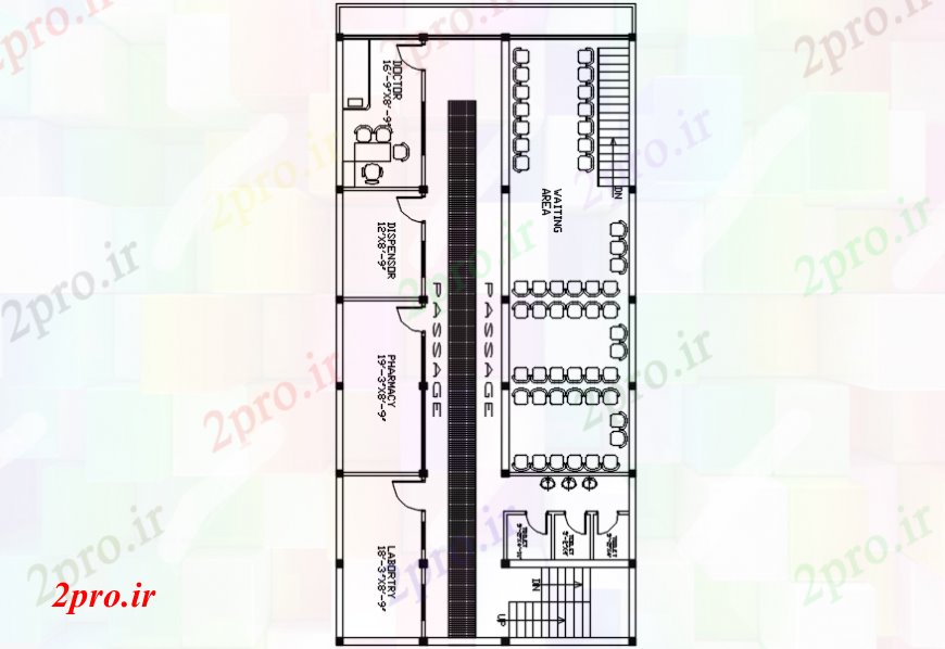 دانلود نقشه بیمارستان - درمانگاه - کلینیک بیمارستان پذیرش طراحی های 10 در 22 متر (کد97923)