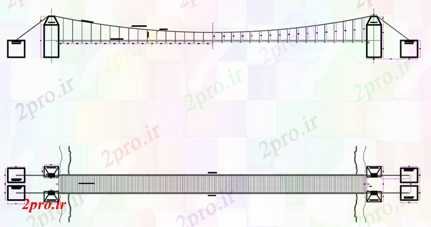 دانلود نقشه جزئیات ساخت و ساز طراحی  دو بعدی  تعلیق  پل اتوکد (کد97925)