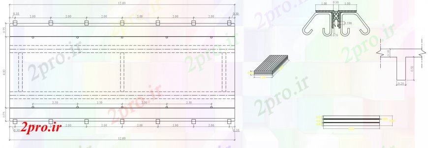 دانلود نقشه جزئیات ساخت و ساز نقشه های  دو بعدی  از نشسته پل  اتوکد نما (کد97954)