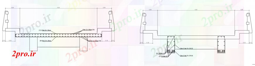 دانلود نقشه جزئیات ساخت و ساز نقشه های  دو بعدی  از  اتوکد پل موازی (کد97955)