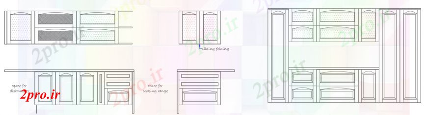 دانلود نقشه طراحی مبلمان آشپزخانه طراحی  دو بعدی  از آشپزخانه  اتوکد مبلمان (کد97986)